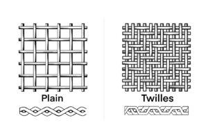 Plain weave and twill weave stainless steel wire mesh structure comparison